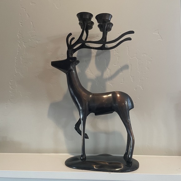 Copper Reindeer Deer Candle Holder Centerpiece‎ Pottery Barn Style - Picture 1 of 8